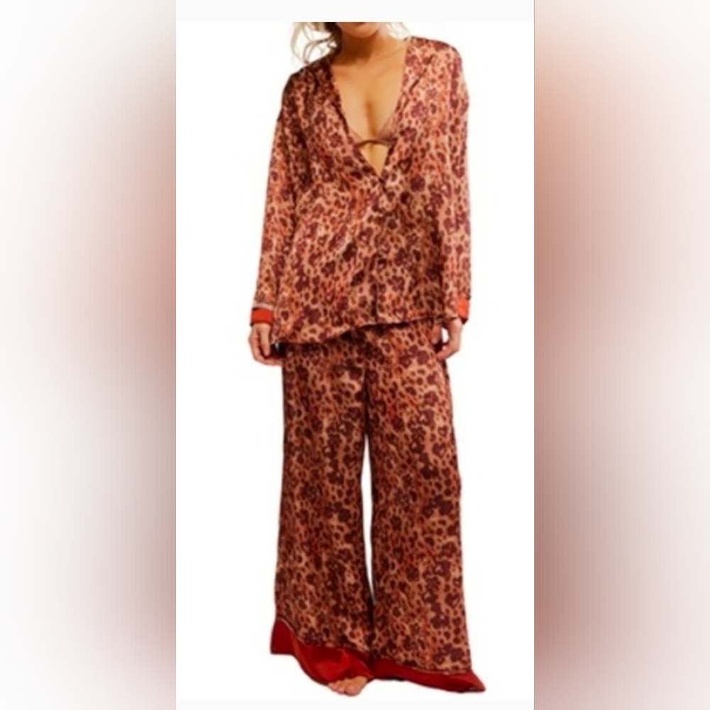 Free People Dreamy Days Print Pajamas Leopard Large (oversize)
